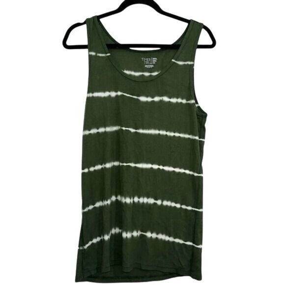Green Tie-Dye Tank Top By Time And Tru XXXL 3XG Cotton Modal Blend Sleeveless Ca - Picture 1 of 7